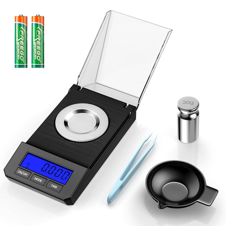 Milligram Scale 50g/0.001g High Precision Mg Scale, Portable Jewelry Scale .001 Gram Accuracy, Powder Scale, Digital Miligram Scale for Powder Medicine with Tray/Tweezers/Calibration Weight Weigh Gram