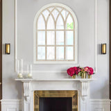 Runglecho Farmhouse Window Pane Mirror, Large Decorative White Wall Mirror for Living Room Kitchen Entryway, 24 L x 34 (White Frame with Brown) Runglecho