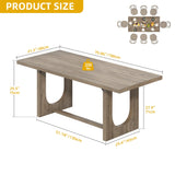 DWVO Dining Room Table for 6-8 People 70.86" Large Rectangle Dining Table Farmhouse Kitchen Table with Heavy Duty Wooden Base Rustic Dinner Table for Apartment Living Room Grey Oak DWVO