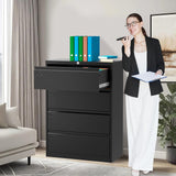 Euker 52inch High 4 Drawer Metal Lateral Filing Cabinet - File Cabinets, Lockable Storage, Organizes Hanging Files (Letter/Legal/F4/A4 Size), Requires Assembly, Visit The Letaya Store Euker