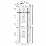 XZTUAJ 66" H Lighted Corner Curio Cabinet, 5 Tier Glass Display Cabinet with Adjustable Shelves and Mirror Back Panel, Corner Curio Storage Rack Wood Display Case for Living Room & Kitchen (Oak) XZTUAJ