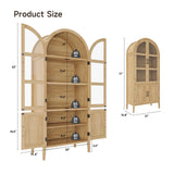 ONBRILL 71" Tall Arched Cabinet, 5-Tier Arched Kitchen Pantry with Glass Doors & Shelves, Modern Display Storage Cabinets with Adjustable Feet, Wooden Pantry Cabinet for Living Room, Dining Room ONBRILL