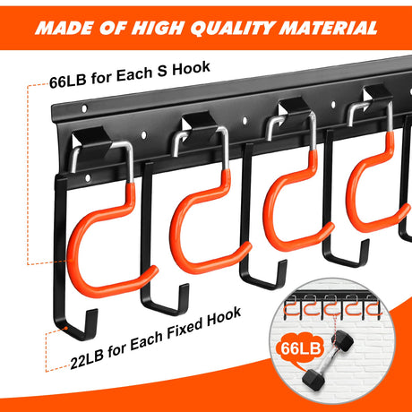 TVKB 34'' All Metal Garden Tool Organizer Wall Mount Garage Organizers and Storage with Hooks Tool Hangers for Shed TVKB