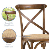 Modway Gear Rustic Modern Farmhouse Elm Wood Rattan Dining Chair in Walnut Modway