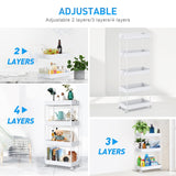 SPACEKEEPER 5-Tier Storage Cart Organizer Rolling Utility Cart, Mobile Shelving Unit Slide Out Storage Shelves for Kitchen Living Room Bathroom Laundry Room & Dressers, White SPACEKEEPER