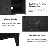 MIOCASA TV Stand Metal TV Table with Storage Steel 3 Door Locker Cabinet for Living Room (Black) MIOCASA