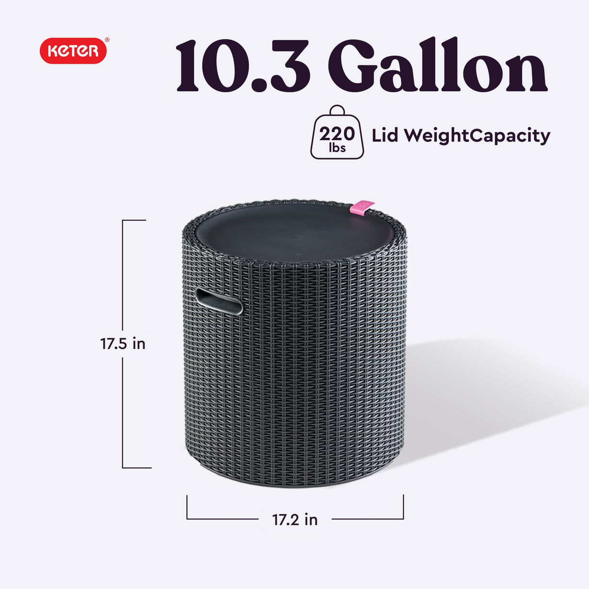 Keter Cool Side Table Cooler 3 in 1 Outdoor Patio Table and Ice Chest Storage, Ideal Hot Tub Table, Decor and Outdoor Patio Bar, Portable Bar, Graphite Keter