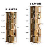 YOWOS 360° Rotating Bamboo Bookshelf Tower – 6 Tier Floor Standing Storage Rack for Kids & Adults YOWOS