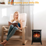 Xbeauty Indoor 15'' Electric Fireplace Stove, Freestanding Fireplace Heater with Adjustable Realistic 3D Flame Effect, Overheating Protection, for Small Spaces or Bedroom, 1000W/1500W Xbeauty