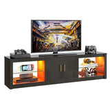 Bestier LED TV Stand for 75 Inch TV Large Entertainment Center Gaming with Storage Glass Shelves Two Cabinets Modern TV Console for Living Room Bestier
