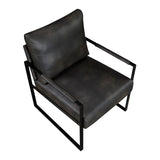 Lexicon Modern Accent Chair, Faux Leather Upholstered Living Room Chair With Wrapped Armrests, Arm Chair With Black Metal Frame,Comfy Single Chair For Living Room/Bedroom/Reading Room/Office,Dark Grey Lexicon