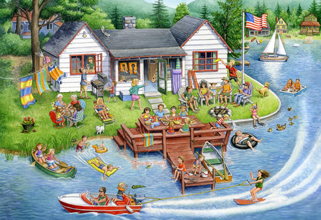 Vermont Christmas Company Lakeside Fun Jigsaw Puzzles for Kids - 100 Piece Interlocking Puzzle for Kids and Seniors - Large, Thick, Durable Puzzles Made with Precision Cutting (19" x 13") Vermont Christmas Company