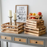 JUMBO HUMBLE Large Torched Wood Storage Crates Decorative, Set of 4 Nesting Wooden Crates for Display Rustic, Farmhouse Wooden Storage Container Boxes Made from 100% Wood JUMBO HUMBLE
