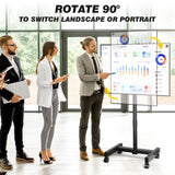 5Rcom Rolling TV Stand, Mobile TV Cart for 13-50 Inch Flat Curved TV with Tilting and Rotating, Portrait to Landscape, Height Adjustable Portable TV Stand with Wheels for Home/Office/Outdoor/Mall 5Rcom