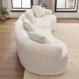 Hnvzldn 110" Curved Sectional Sofa with 4 Seater,Curved Sofa for Living Room,Modern Sectional Couch Boneless Sofa,Wood Grain Chenille Fabric, No Installation Requirement (White,110") Hnvzldn