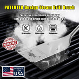 XUDAKAIXIN 18” Extra Strong Steel Fibers Steam Grill Brush-Bristle Free,Water-Activated Design Perfect for Any Grill - with Strong Stainless Steel Wooden Handle,Safe Grill Brush for Outdoor Grill XUDAKAIXIN