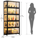 ouioyggk Display Cabinet with Acrylic Glass Door, 5-Tier Curio Display Case, Collectibles Toy Organizers Rack & Display Shelf, Kids Bookcase for Home, Office, Playroom, Living Room, Black ouioyggk