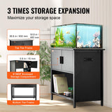 VEVOR Aquarium Stand, 40 Gallon Fish Tank Stand, 36.6 x 18.9 x 31.5 in Steel and MDF Turtle Tank Stand, 335 lbs Load Capacity, Reptile Tank Stand with Storage Cabinet and Embedded Power Panel, Black VEVOR