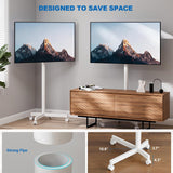 HOLMAXD Mobile TV Cart Rolling TV Stand for 23-65 Inch Screen Outdoor TV up to 110 lbs, Height Adjustable Portable TV Cart with Wheels and Tilt Mount, Outdoor TV Stand Mount, Max VESA 400x400mm, White HOLMAXD