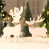 Christmas Decorations-2PCS Wooden Reindeer Sign-Christmas Decorations for Home Shelf Mantel Table Windowsill Party Decor FunouHome