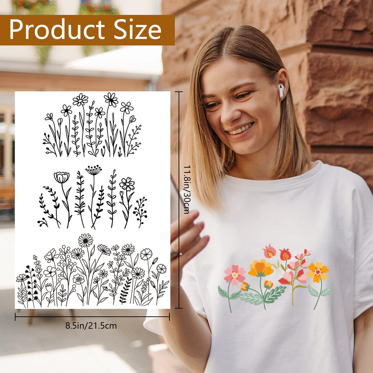 Water Soluble Embroidery Patterns Stabilizers - Rngmsi 3 Sheets Flower Stick and Stitch Embroidery Paper Wash Away 20Pcs Daisy Leaves Butterfly Embroidery Transfer Paper Stabilizers for Hand Sewing Rngmsi