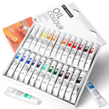 LIGHTWISH Oil Paint Set,24 x 12ml Colors, Richly Pigmented Oil Based Paint for Canvas Painting, Non-Toxic Oil Painting Supplies for Beginners, Students and Adults LIGHTWISH
