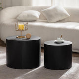 GDFStudio Round Nesting Coffee Table Set of 2, Modern Wooden Accent Side Table, Space Saving Small Circular Tea Coffee Tables and End Tables Sets for Living Room Small Space, No Assembly, Black GDFStudio