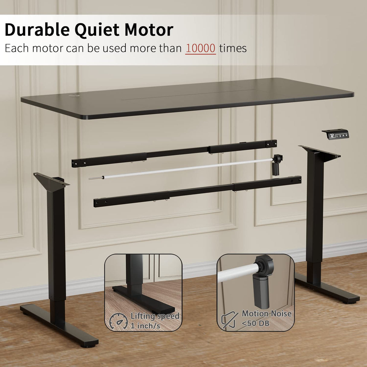 Furmax Electric Height Adjustable Standing Desk Large 63 x 24 Inches Sit Stand Up Desk Home Office Computer Desk Memory Preset with T-Shaped Metal Furmax