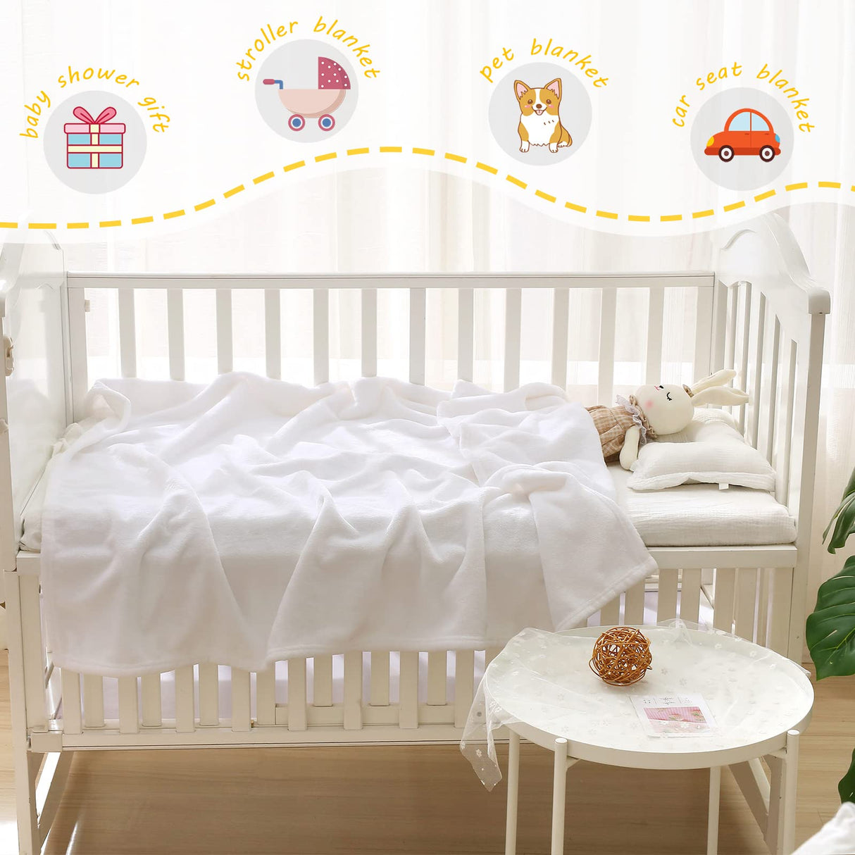 Exclusivo Mezcla Fleece Throw Blanket for Couch, Super Soft and Warm Blankets, White Throw All Season Use, Cozy, Plush, Lightweight, 40x50 Inches Exclusivo Mezcla