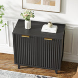 Fluted Cabinet with Storage, 2 Doors Sideboard Buffet, Mid Century Modern Accent Cabinet with Adjustable Shelves, Multifunctional Console Table with Storage for Living Room, Kitchen, Entryway FiveWillowise