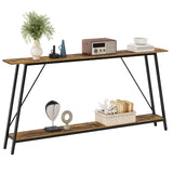 YATINEY 71" Console Table, Narrow Entryway Table, Extra Long Sofa Tables, Industrial Hallway Table for Entryway, 2-Layer Console Sofa Table Behind Couch, Rustic Brown and Black CT18BR YATINEY