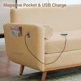 Halitaa 63" Loveseat Sofa, Modern Sherpa Love Seat Small Couch for Living Room Bedroom, 2 Seater Mini Comfy Couch Sofa for Home Office Small Spaces, Beige Halitaa