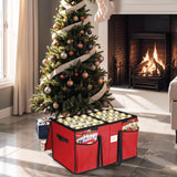 BALEINE Christmas Ornament Storage Box with Dividers, Premium Holiday Ornaments Storage Container Bin for Xmas Decorations (128 Ball, Green, Without Tray) BALEINE