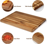 24 x 18 Inch Large Acacia Wood Cutting Board, Reversible Wooden Butcher Block Cutting Board with Juice Groove, Carving Board for Meat, Turkey, Fashionwu