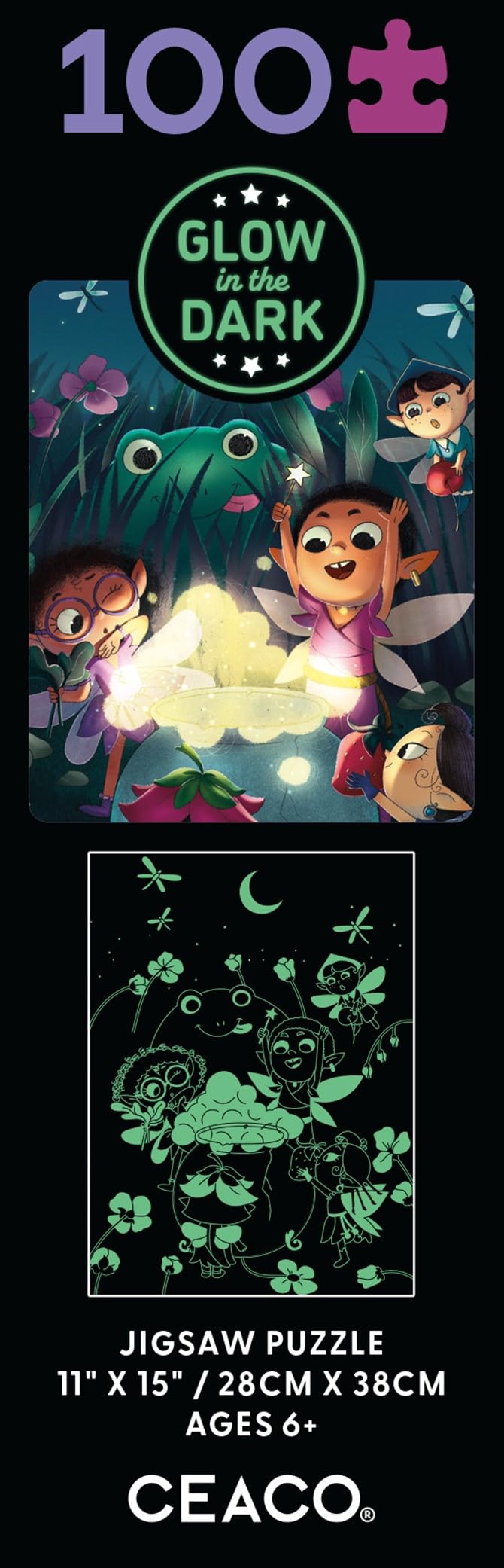 Ceaco - Glow in The Dark - Fireside Fairies - 100 Piece Jigsaw Puzzle Ceaco