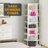 SpaceAid 7 Tier Rotating Shoe Rack Tower, Spinning Shoe Display Lazy Susan, Revolving 360 Shoe Rack Storage Round Carousel, Vertical Handbag Rotate Shoes Closet Organization (7-Tier White) SpaceAid