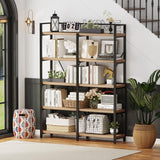 Industrial 5-Tier Rustic Oak Bookshelf with Open Shelving Unit by FATORRI FATORRI