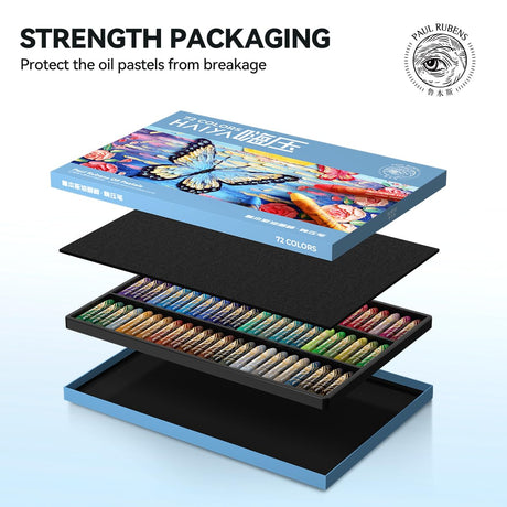 Paul Rubens Oil Pastels Set - 72 Vibrant Colors, Ultra-Soft and Creamy Texture, Easy to Blend for Artists and Beginners - Bullet Head Design for Drawing, Painting, Sketching - New Packaging Paul Rubens