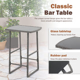 SUNSITT 3-Piece Outdoor Wicker Bar Height Table Set, 2 Bar Stools and 1 Pub Table with 2 Striped Pillows, Grey Rattan, Blue Seat Cushions, Steel Frame SUNSITT