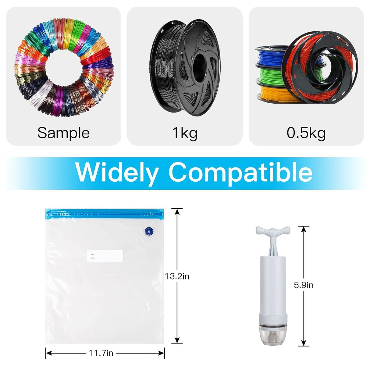 YOOPAI Filament Storage Bag Vacuum Kit-20Pack Cleaning Drying Sealed Bags for 3D Printer Filament with Desiccants/Humidity Indicator Cards/Hand Pump (Plastic 13.2 x 12.7inch) YOOPAI