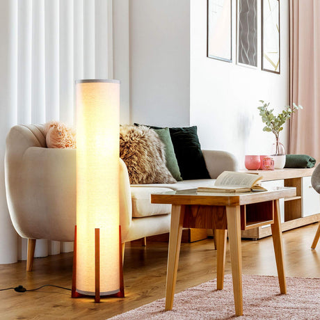 Brightech Parker Paper Lantern Floor lamp, 48 Inch Tall Lamp with Wood Frame, Asian Design for Bedroom, Decorative Tower Shade Lamp for Living Rooms & Offices, Great Living Room Décor Brightech