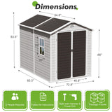 Plastic Sheds 6x8 Shed Resin Outdoor Storage with Floor Included, All-Weather Lockable Garden Tool Storage Cabinet WACASA