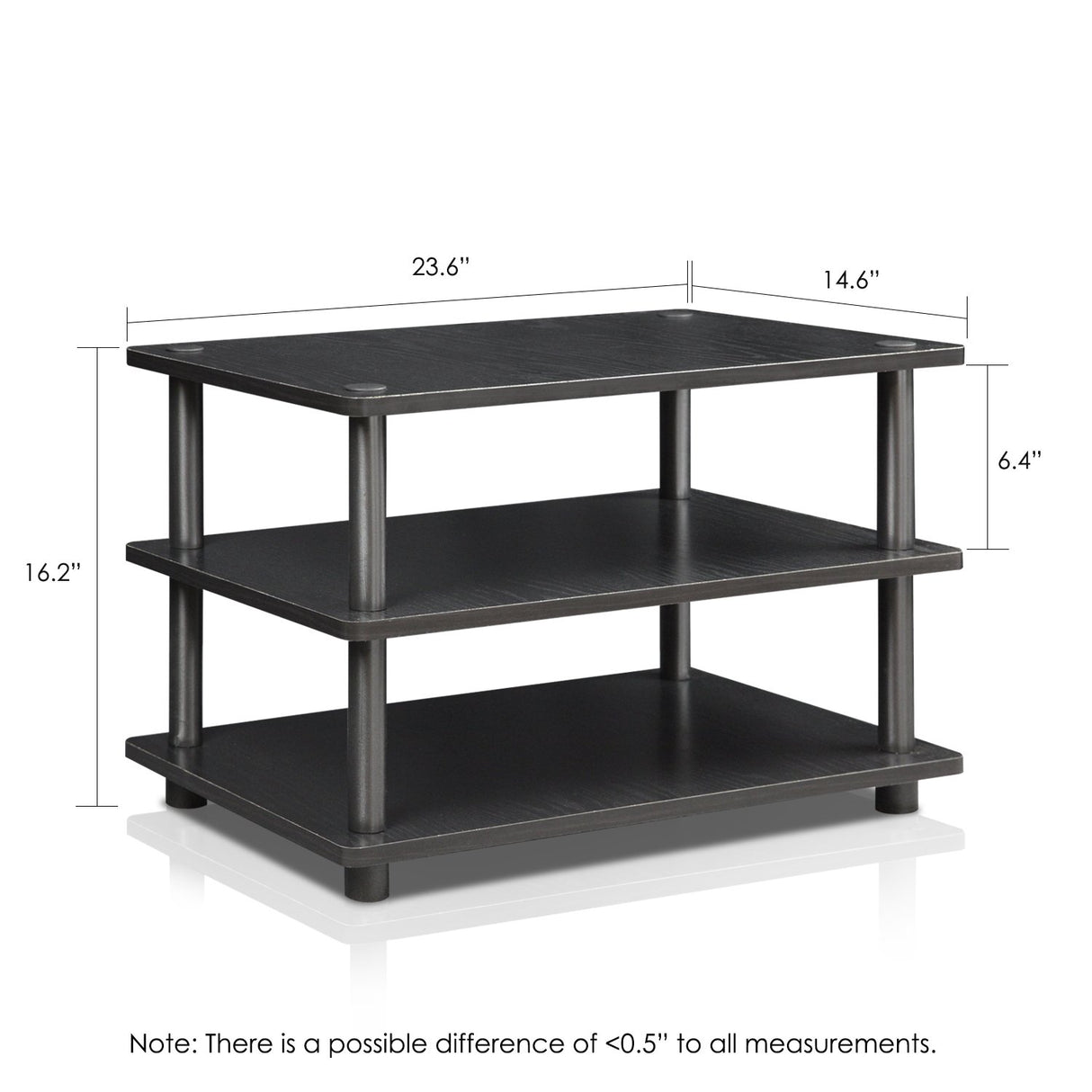 FURINNO Turn-N-Tube Easy Assembly 3-Tier Corner TV Stand, Blackwood/Black Furinno