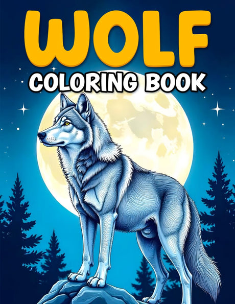 Wolf Coloring Book for Adults and Kids: 50 Majestic Wolf Designs for Relaxation, Stress Relief & Creativity Majosta