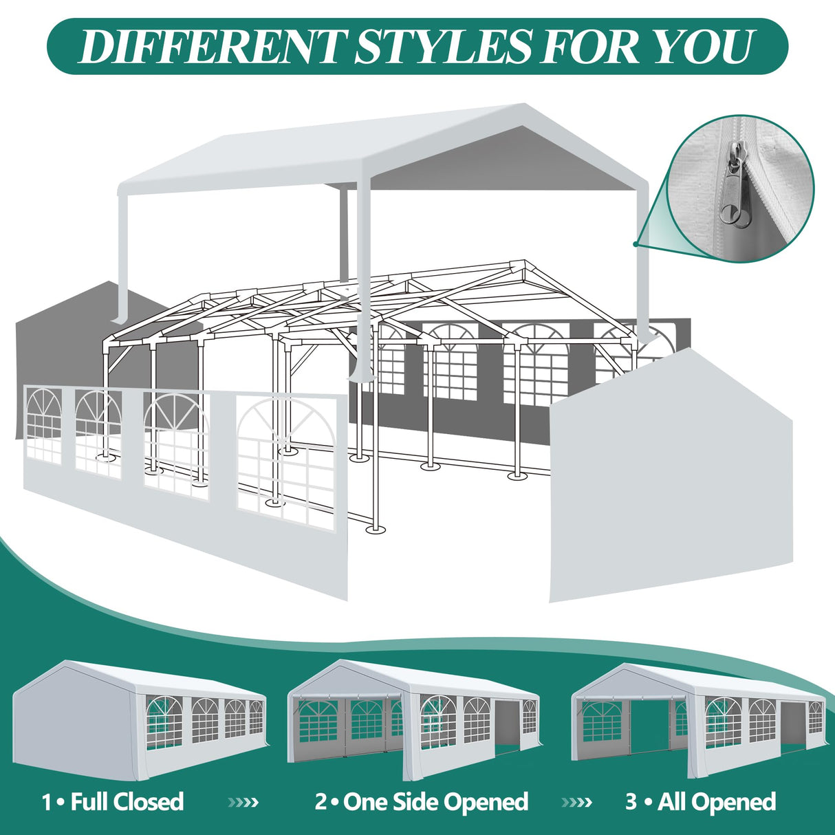 GARTOO 20' x 30' Canopy Party Tent & Carport - Heavy Duty Outdoor Wedding Gazebo with 4 Sand Bags, Event Shelter Canopy for Outdoor Event, Wedding, Birthday Party GARTOO