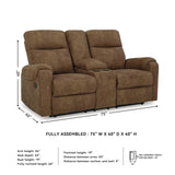 Signature Design by Ashley Edenwold Contemporary Faux Leather Manual Reclining Loveseat with Console, Storage and Cup Holders, Dark Brown Signature Design by Ashley