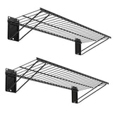 BELLO YON Wall Shelf 24'' x 11'' Garage Wall Mounted Storage Shelves, Heavy Duty Metal Wire Wall Shelving Storage Rack for Garage, Office, Basement, Max Load 90lb,Black, 2-Pack BELLO YON