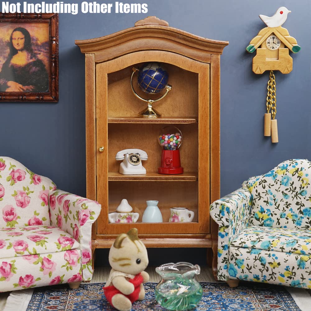 Odoria 1/12 Miniature Curio Display Cabinet Dollhouse Furniture Accessories, Brown Odoria