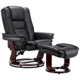 JC Home Argus Swivel Recliner with Ottoman, PU Leather & Wood Base Reclining Chair with Footrest, Ultra-Plush Double Foam for Living Room, Bedroom and Office JC Home