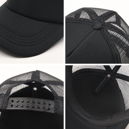 OKBA Sublimation Blank Baseball Cap Polyester Mesh Black Trucker Hat Adult (Black hat * 10pcs)